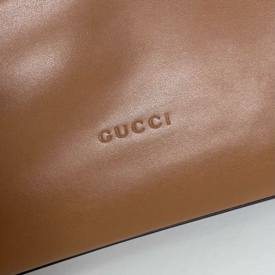 Replica Gucci 850546 850926 borsa tote grande Beatrix in morbida pelle liscia Marrone