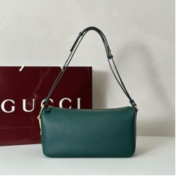 Borse a tracolla Gucci Half Horsebit Mini/media 860787 Pelle Granata Verde