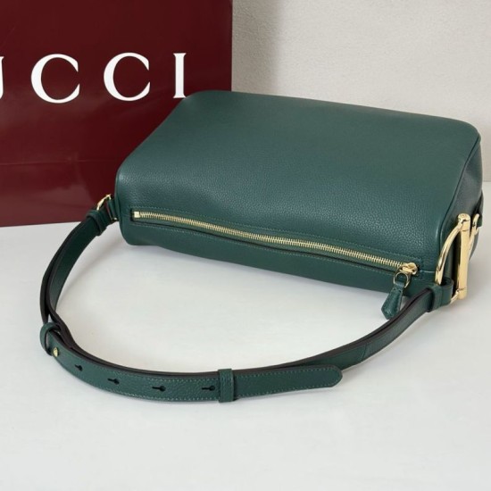 Replica Borse Alta Qualità a tracolla Gucci Half Horsebit Mini/media 860787 Pelle Granata Verde Imitazioni Replica Borse Alta Qualità a tracolla Gucci Half Horsebit Mini/media 860787 Pelle Granata Verde