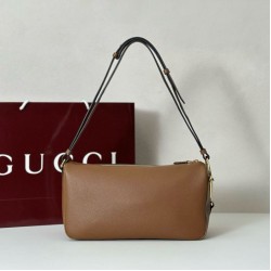 Replica Borse Imitazioni a tracolla Gucci Half Horsebit Mini/media 860787 Pelle Granata Marrone