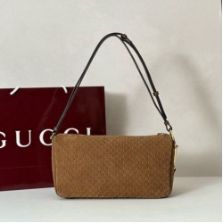 Borsa a tracolla Gucci Half Horsebit Mini/media 860787 Pelle Granata Marrone