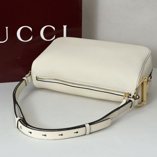 Replica Borsa a tracolla Gucci Half Horsebit Mini/media 860787 Pelle Granata Marrone