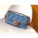 Replica Perfetta media Fendi Baguette in denim con ricamo FF imitazioni