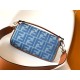Replica Perfetta media Fendi Baguette in denim con ricamo FF imitazioni