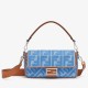 Replica Perfetta media Fendi Baguette in denim con ricamo FF imitazioni
