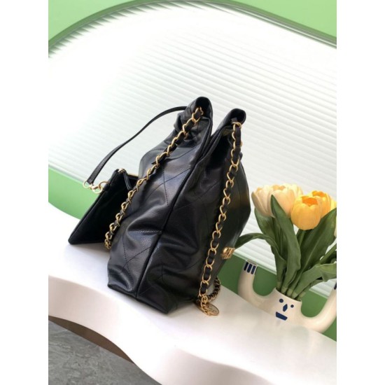 Replica Bora Pari Grande Chanel 22 Pelle di Vitello Lucida AS3260 Nera