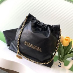 Replica Bora Pari Grande Chanel 22 Pelle di Vitello Lucida AS3260 Nera