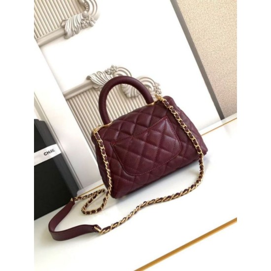 Replica Borse  Chanel con patta e manico superiore AS2215 Borgogna