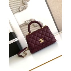 Borse Chanel con patta e manico superiore AS2215 Borgogna