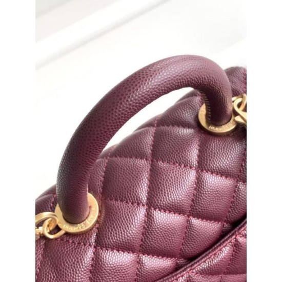 Replica Borse  Chanel con patta e manico superiore AS2215 Borgogna