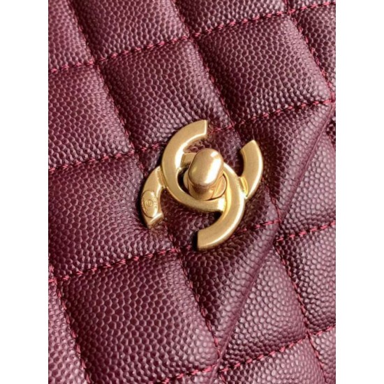Replica Borse  Chanel con patta e manico superiore AS2215 Borgogna