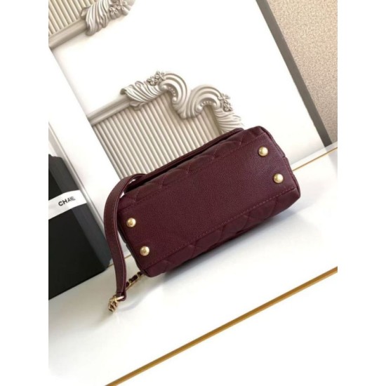 Replica Borse  Chanel con patta e manico superiore AS2215 Borgogna