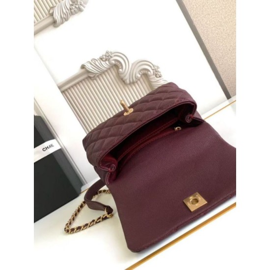 Replica Borse  Chanel con patta e manico superiore AS2215 Borgogna