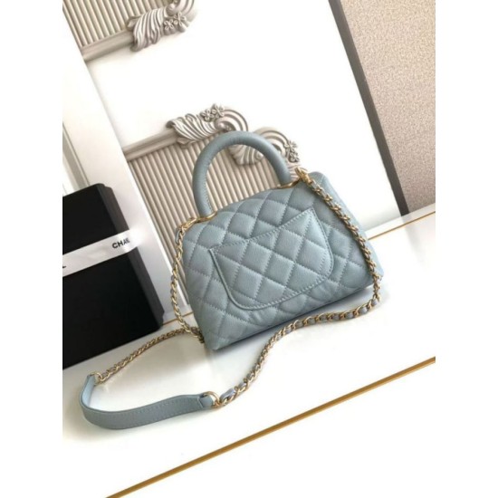 Replica Perfetta Chanel con patta e manico superiore AS2215 Azzurro
