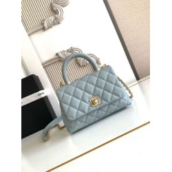 Chanel con patta e manico superiore AS2215 Azzurro