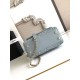 Replica Perfetta Chanel con patta e manico superiore AS2215 Azzurro