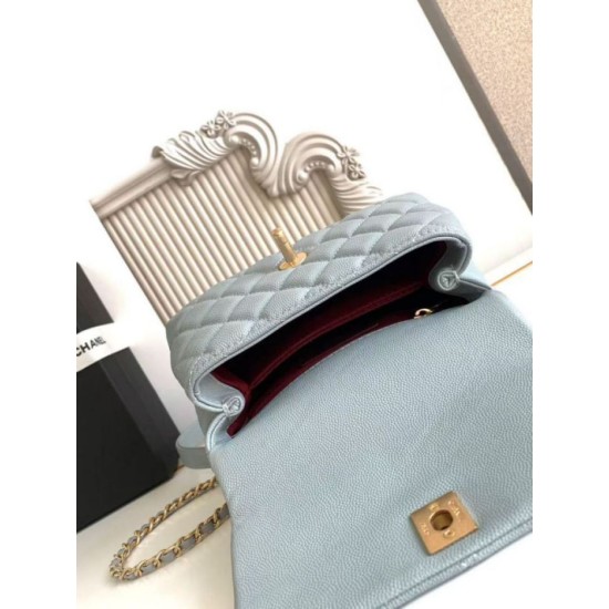 Replica Perfetta Chanel con patta e manico superiore AS2215 Azzurro