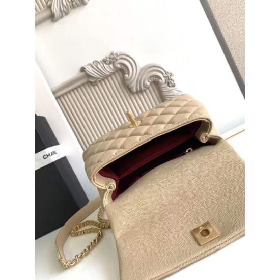 Replica Borsa Chanel con patta e manico superiore AS2215 Albicocca