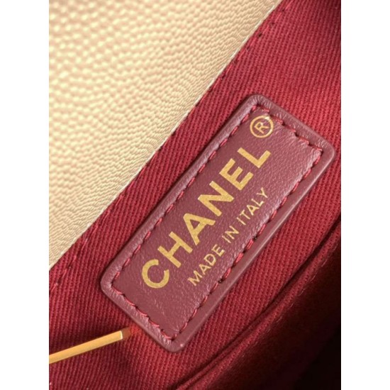 Replica Borsa Chanel con patta e manico superiore AS2215 Albicocca