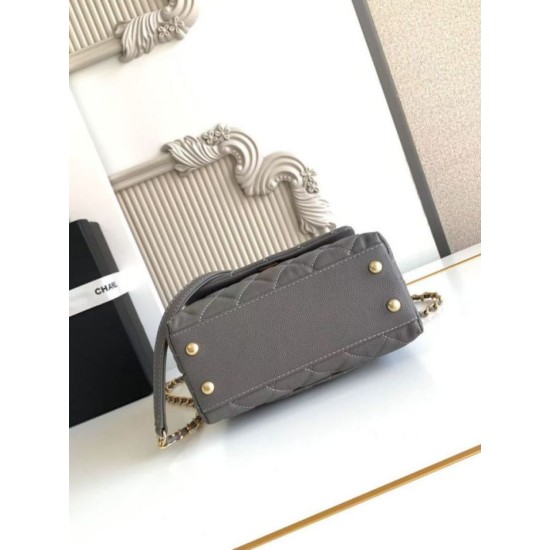 Replica Borsa Chanel con patta e manico superiore AS2215 Grigio