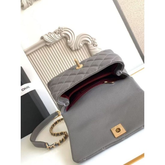 Replica Borsa Chanel con patta e manico superiore AS2215 Grigio