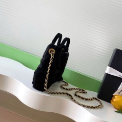 Replica Borsa Chanel Mini con fiocco in nylon effetto velluto AS5849 Nero Imitazioni Replica Borsa Chanel Mini con fiocco in nylon effetto velluto AS5849 Nero