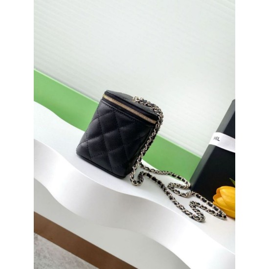 Replica Borsa Chanel Vanity con catena AP4530 Nero Imitazioni Replica Borsa Chanel Vanity con catena AP4530 Nero
