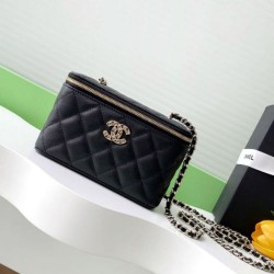 Replica Borsa Chanel Vanity con catena AP4530 Nero