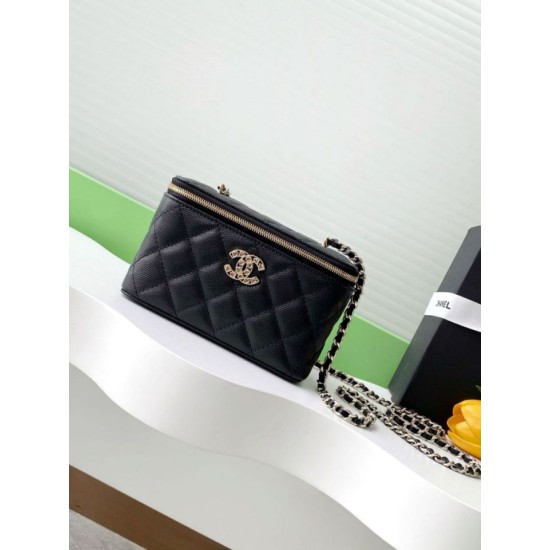 Replica Borsa Chanel Vanity con catena AP4530 Nero Imitazioni Replica Borsa Chanel Vanity con catena AP4530 Nero