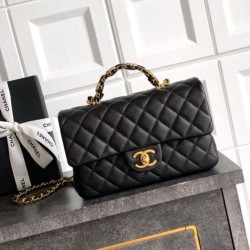 Replica Borsa Chanel Piccola con patta e manico superiore AS5702 Nero