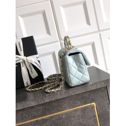 Borse Chanel piccola con patta e manico superiore AS5702 Azzurro Borse Chanel piccola con patta e manico superiore AS5702 Azzurro