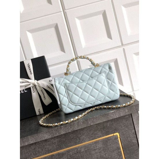 Replica Borse Chanel piccola con patta e manico superiore AS5702 Azzurro Imitazioni Replica Borse Chanel piccola con patta e manico superiore AS5702 Azzurro