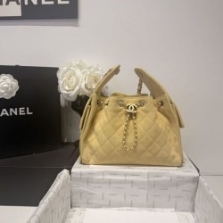 Replica Chanel AS5293, borsa a secchiello con coulisse piccola Hobo Vintage, pelle di daino gialla