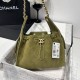 Replica Chanel AS5293, borsa a secchiello con coulisse piccola Hobo Vintage Verde pelle di daino