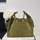 Replica Chanel AS5293, borsa a secchiello con coulisse piccola Hobo Vintage Verde pelle di daino