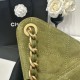Replica Chanel AS5293, borsa a secchiello con coulisse piccola Hobo Vintage Verde pelle di daino