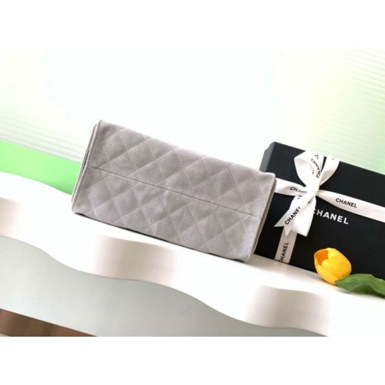 Replica Chanel AS5293 Borsa a secchiello piccola Hobo Vintage con coulisse in pelle scamosciata grigia Imitazioni Replica Chanel AS5293 Borsa a secchiello piccola Hobo Vintage con coulisse in pelle scamosciata grigia