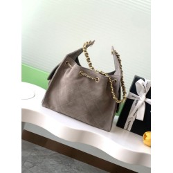 Chanel AS5293 Borse a secchiello piccola Hobo Vintage con coulisse in pelle scamosciata viola chiaro Chanel AS5293 Borse a secchiello piccola Hobo Vintage con coulisse in pelle scamosciata viola chiaro