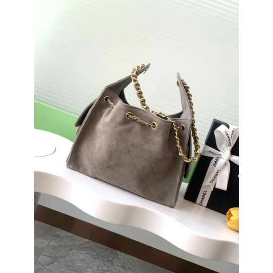 Replica Chanel AS5293 Borse Alta Qualità a secchiello piccola Hobo Vintage con coulisse in pelle scamosciata viola chiaro Imitazioni Replica Chanel AS5293 Borse Alta Qualità a secchiello piccola Hobo Vintage con coulisse in pelle scamosciata viola chiaro
