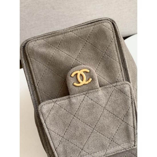 Replica Chanel AS5293 Borse Alta Qualità a secchiello piccola Hobo Vintage con coulisse in pelle scamosciata viola chiaro Imitazioni Replica Chanel AS5293 Borse Alta Qualità a secchiello piccola Hobo Vintage con coulisse in pelle scamosciata viola chiaro