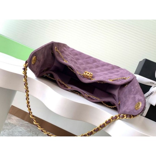 Replica Chanel AS5293 Borsa a secchiello piccola Hobo Vintage con coulisse in pelle scamosciata viola Imitazioni Replica Chanel AS5293 Borsa a secchiello piccola Hobo Vintage con coulisse in pelle scamosciata viola