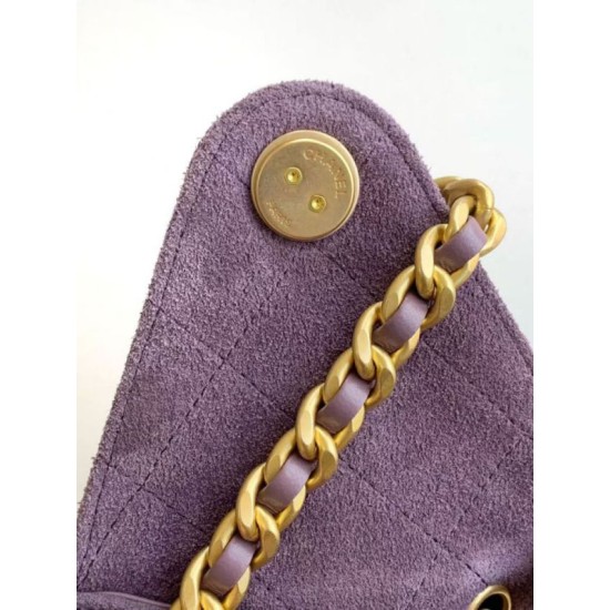 Replica Chanel AS5293 Borsa a secchiello piccola Hobo Vintage con coulisse in pelle scamosciata viola Imitazioni Replica Chanel AS5293 Borsa a secchiello piccola Hobo Vintage con coulisse in pelle scamosciata viola