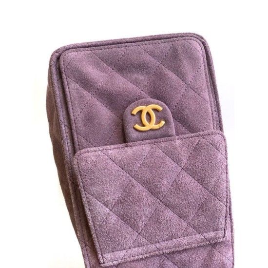 Replica Chanel AS5293 Borsa a secchiello piccola Hobo Vintage con coulisse in pelle scamosciata viola Imitazioni Replica Chanel AS5293 Borsa a secchiello piccola Hobo Vintage con coulisse in pelle scamosciata viola
