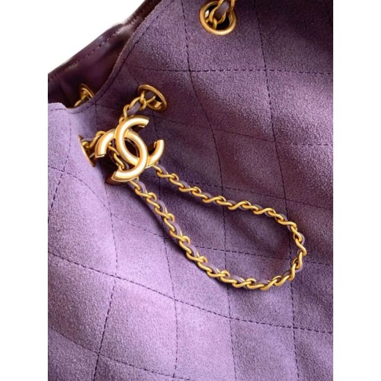 Replica Chanel AS5293 Borsa a secchiello piccola Hobo Vintage con coulisse in pelle scamosciata viola Imitazioni Replica Chanel AS5293 Borsa a secchiello piccola Hobo Vintage con coulisse in pelle scamosciata viola