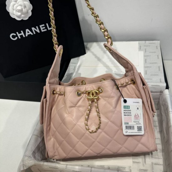 Replica Chanel AS5293 Borse Imitazioni a secchiello piccola Hobo Vintage con coulisse in pelle di vitello granata rosa Imitazioni Replica Chanel AS5293 Borse Imitazioni a secchiello piccola Hobo Vintage con coulisse in pelle di vitello granata rosa