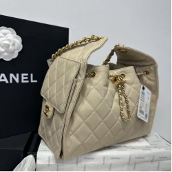 Replica Chanel AS5293 Borsa a secchiello piccola Hobo Vintage con coulisse in pelle di vitello granata albicocca Imitazioni Replica Chanel AS5293 Borsa a secchiello piccola Hobo Vintage con coulisse in pelle di vitello granata albicocca