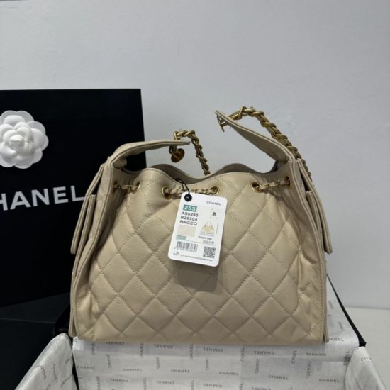 Replica Chanel AS5293 Borsa a secchiello piccola Hobo Vintage con coulisse in pelle di vitello granata albicocca Imitazioni Replica Chanel AS5293 Borsa a secchiello piccola Hobo Vintage con coulisse in pelle di vitello granata albicocca