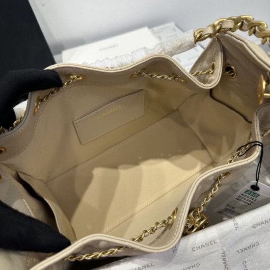 Replica Chanel AS5293 Borsa a secchiello piccola Hobo Vintage con coulisse in pelle di vitello granata albicocca Imitazioni Replica Chanel AS5293 Borsa a secchiello piccola Hobo Vintage con coulisse in pelle di vitello granata albicocca