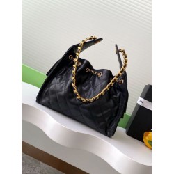 Chanel AS5293 Borse a secchiello piccola Hobo Vintage con coulisse in pelle di vitello granata nera