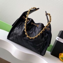 Replica Chanel AS5293 Borse a secchiello piccola Hobo Vintage con coulisse in pelle di vitello granata nera Imitazioni Replica Chanel AS5293 Borse a secchiello piccola Hobo Vintage con coulisse in pelle di vitello granata nera
